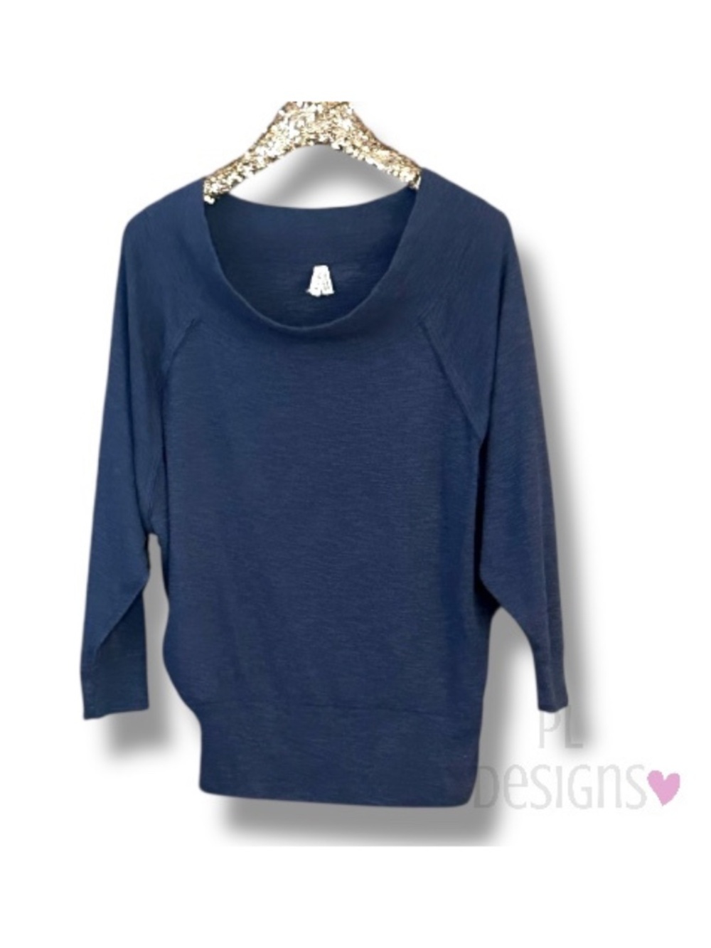 We The Free People Palisades Blue Off The Shoulder Sweater Medium